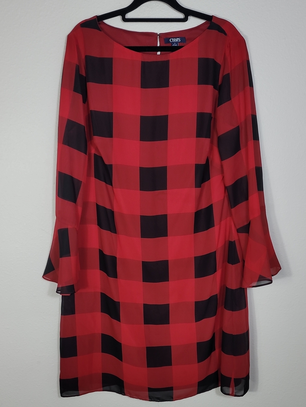 Chaps Buffalo Plaid Midi Dress Size 14 Holiday Classic Christmas